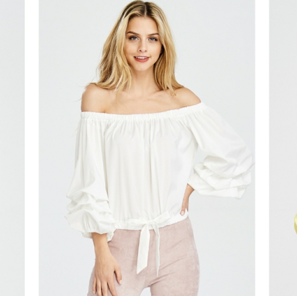 Off Shoulder 3/4 Bubble Sleeve Top